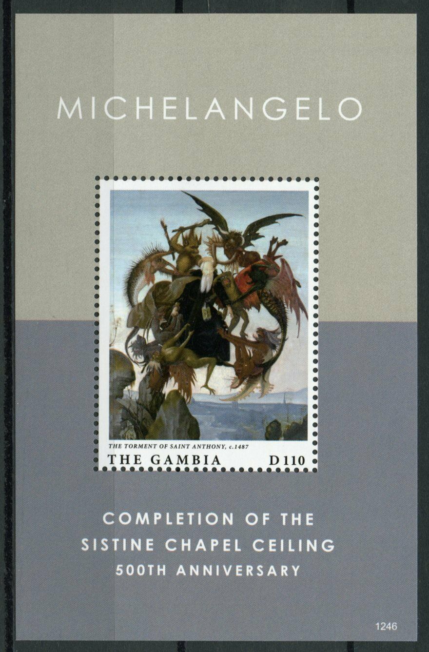 Gambia Art Stamps 2012 MNH Michelangelo Sistine Chapel Ceiling Paintings 1v S/S