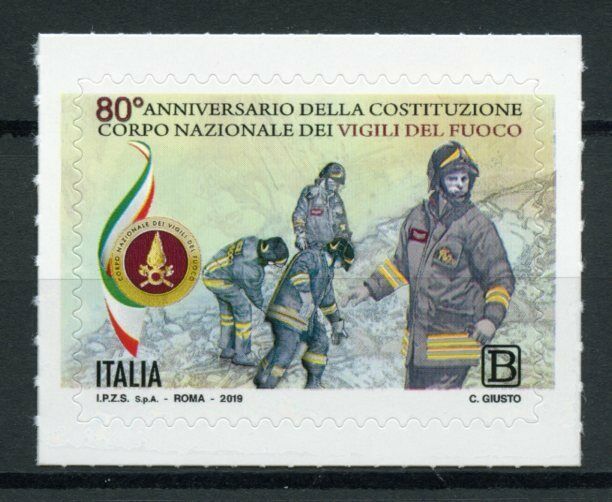 Italy Stamps 2019 MNH National Fire Brigade Firemen Firefighters 1v S/A Set