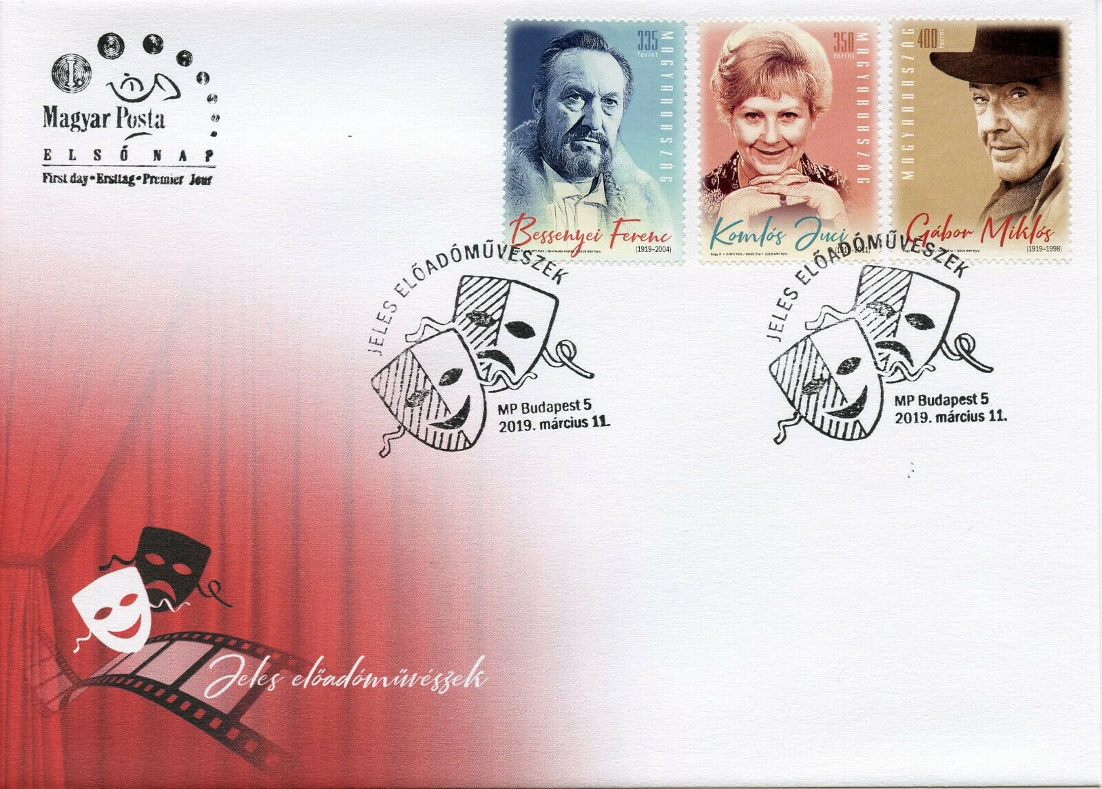 Hungary 2019 FDC Hungarian Performers Gabor Miklos 3v Cover Actors People Stamps