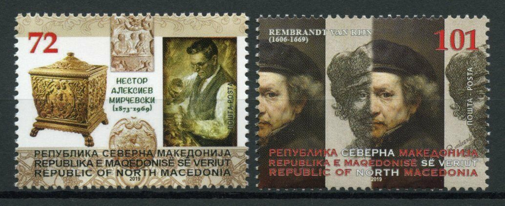 North Macedonia Art Stamps 2019 MNH Rembrandt Mirchevski Paintings 2v Set
