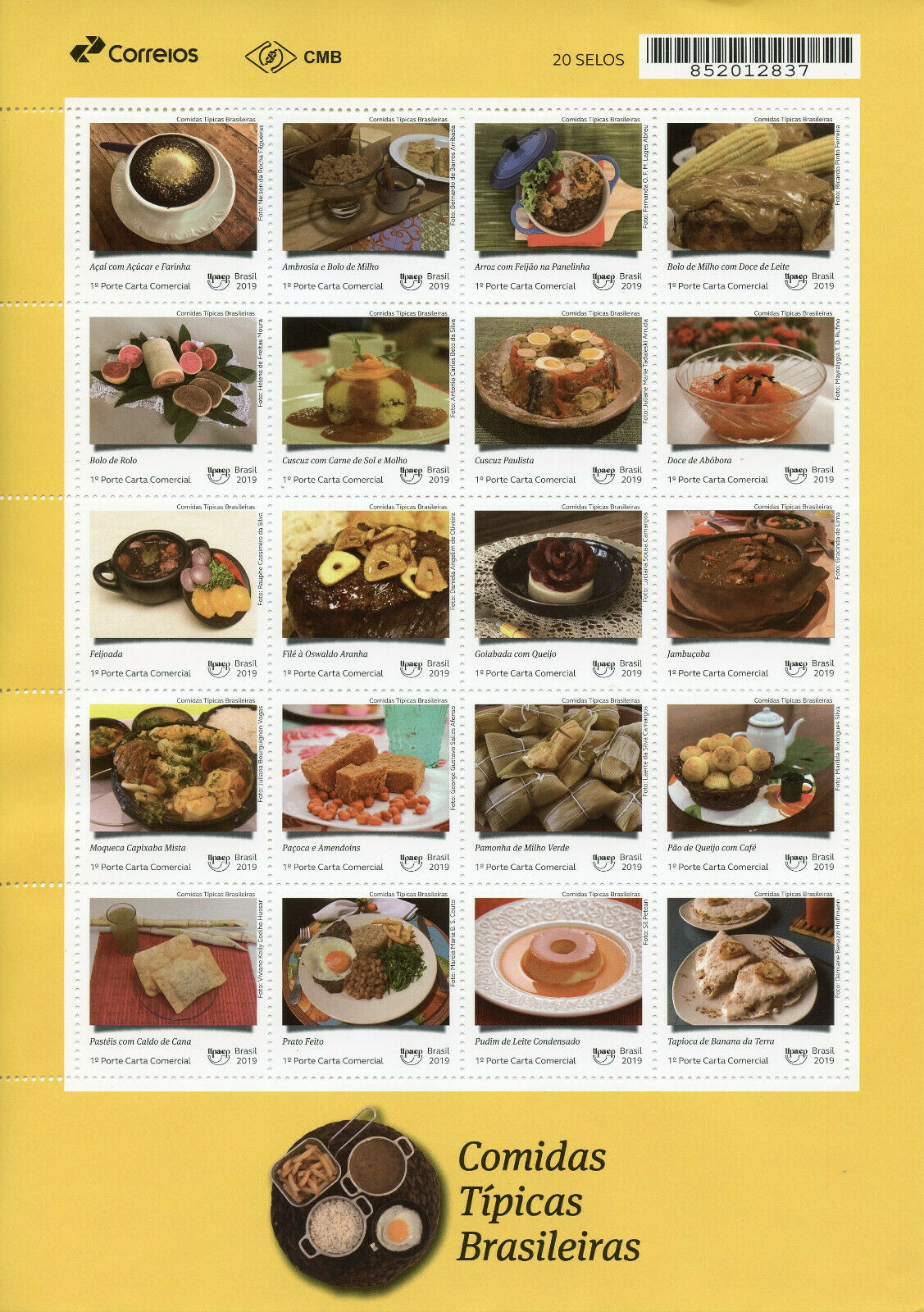 Brazil Gastronomy Stamps 2019 MNH UPAEP Typical Brazilian Meals Foods 20v M/S