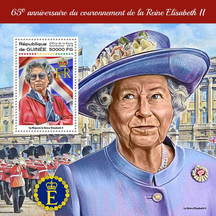 Guinea 2018 MNH Royalty Stamps Queen Elizabeth II Coronation 65th Anniv 1v S/S