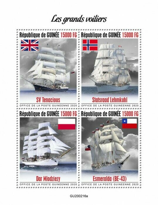 Guinea Tall Ships Stamps 2020 MNH SV Tenacious Statsraad Lehmkuhl Nautical 4v MS