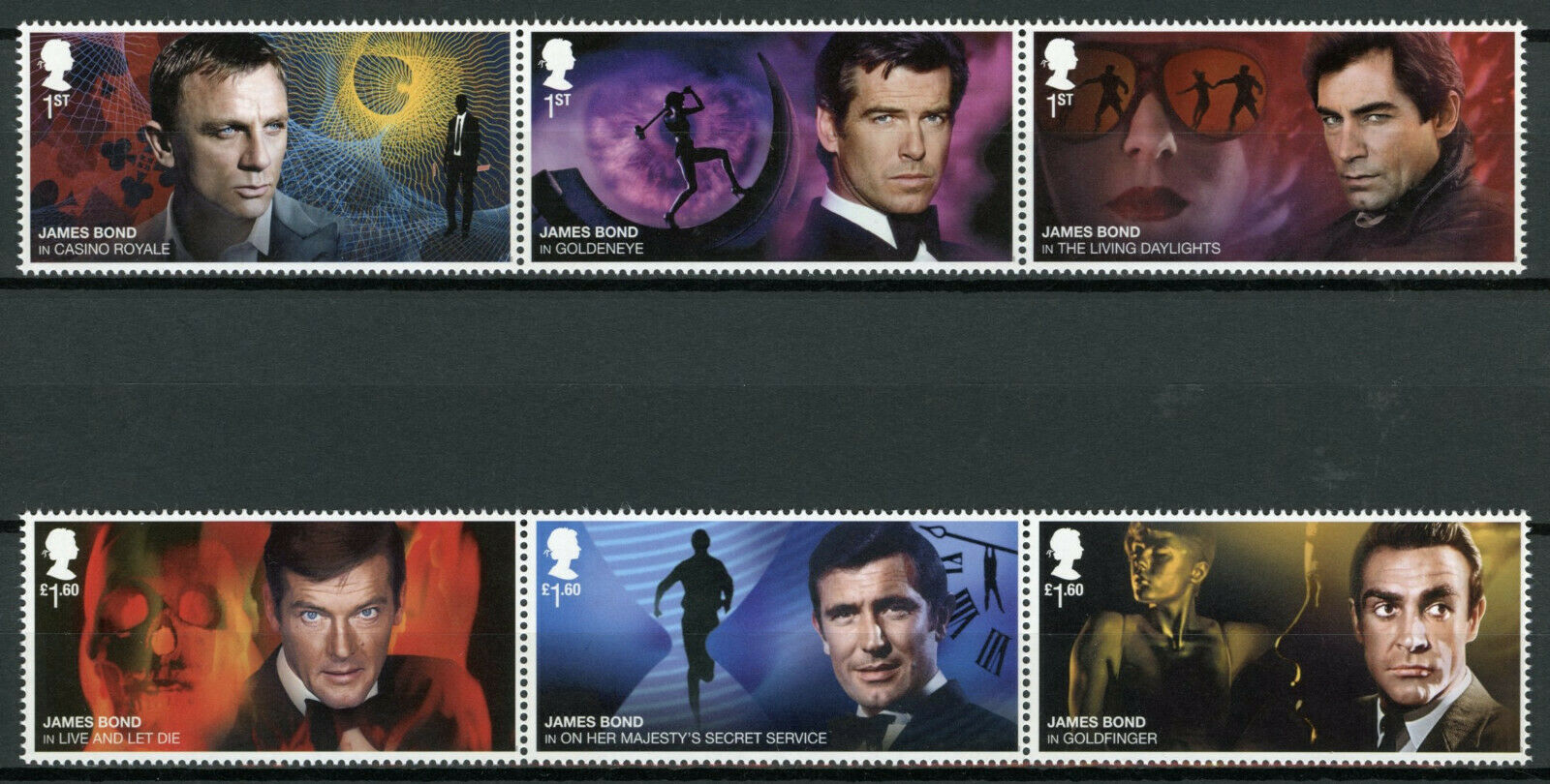 GB James Bond Stamps 2020 MNH Sean Connery Roger Moore Daniel Craig 6v Set