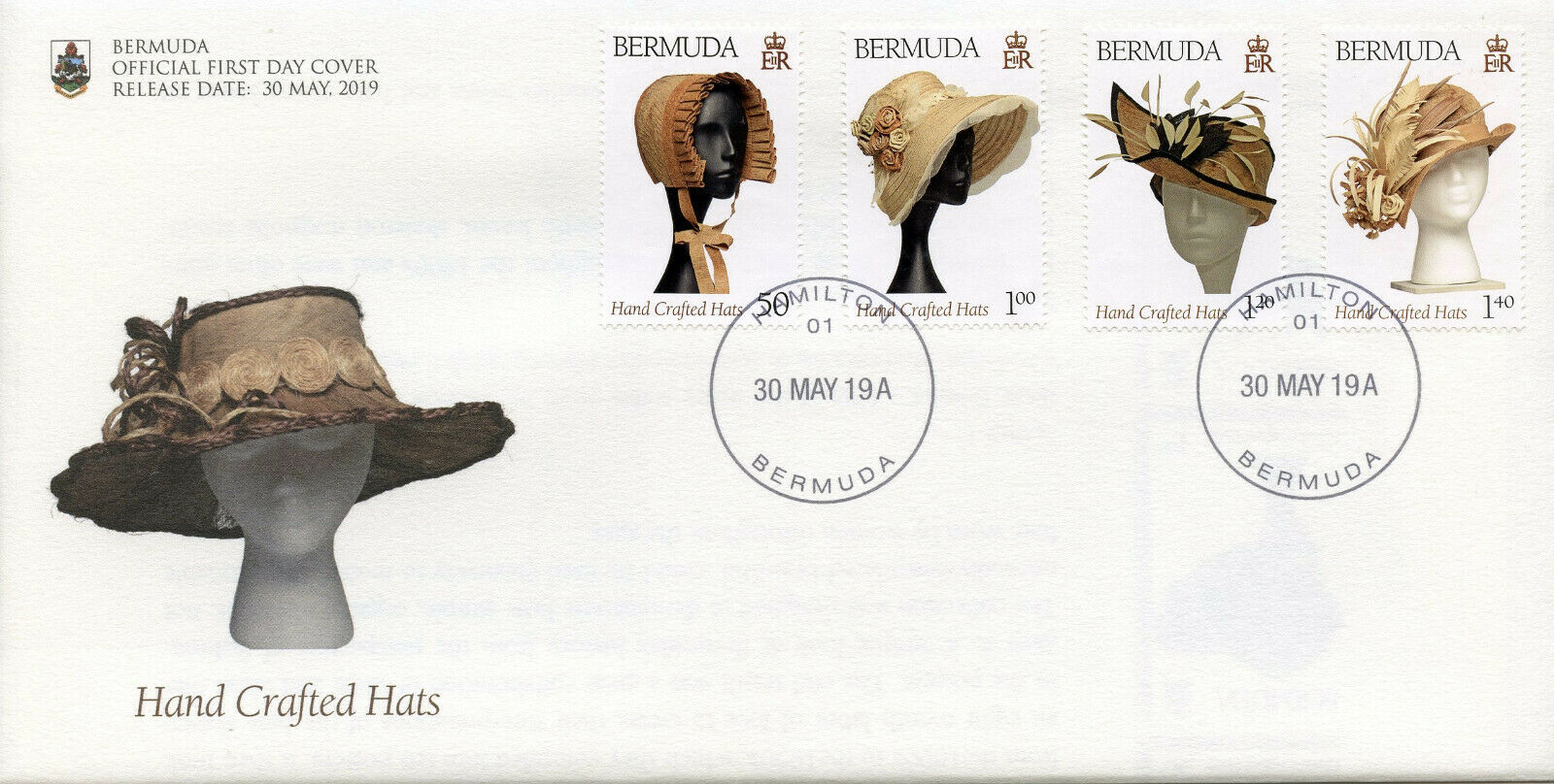 Bermuda 2019 FDC Fashion Stamps Hand Crafted Hats Cultures Traditions 4v Set
