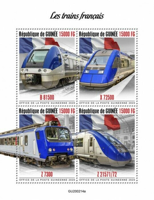 Guinea French Trains Stamps 2020 MNH B 81500 X 72500 Z 7300 Railways Rail 4v M/S