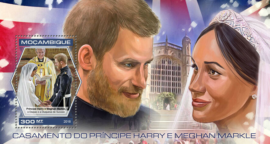 Mozambique Royalty Stamps 2018 MNH Prince Harry & Meghan Royal Wedding 1v S/S