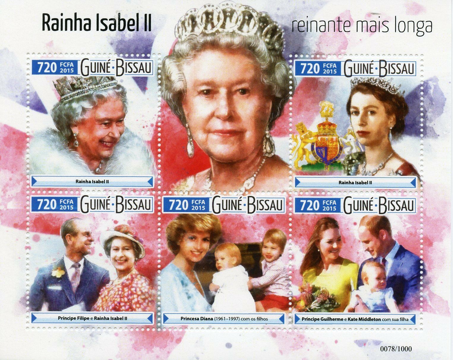 Guinea-Bissau 2015 MNH Queen Elizabeth II Longest Reigning Monarch 5v M/S Stamps