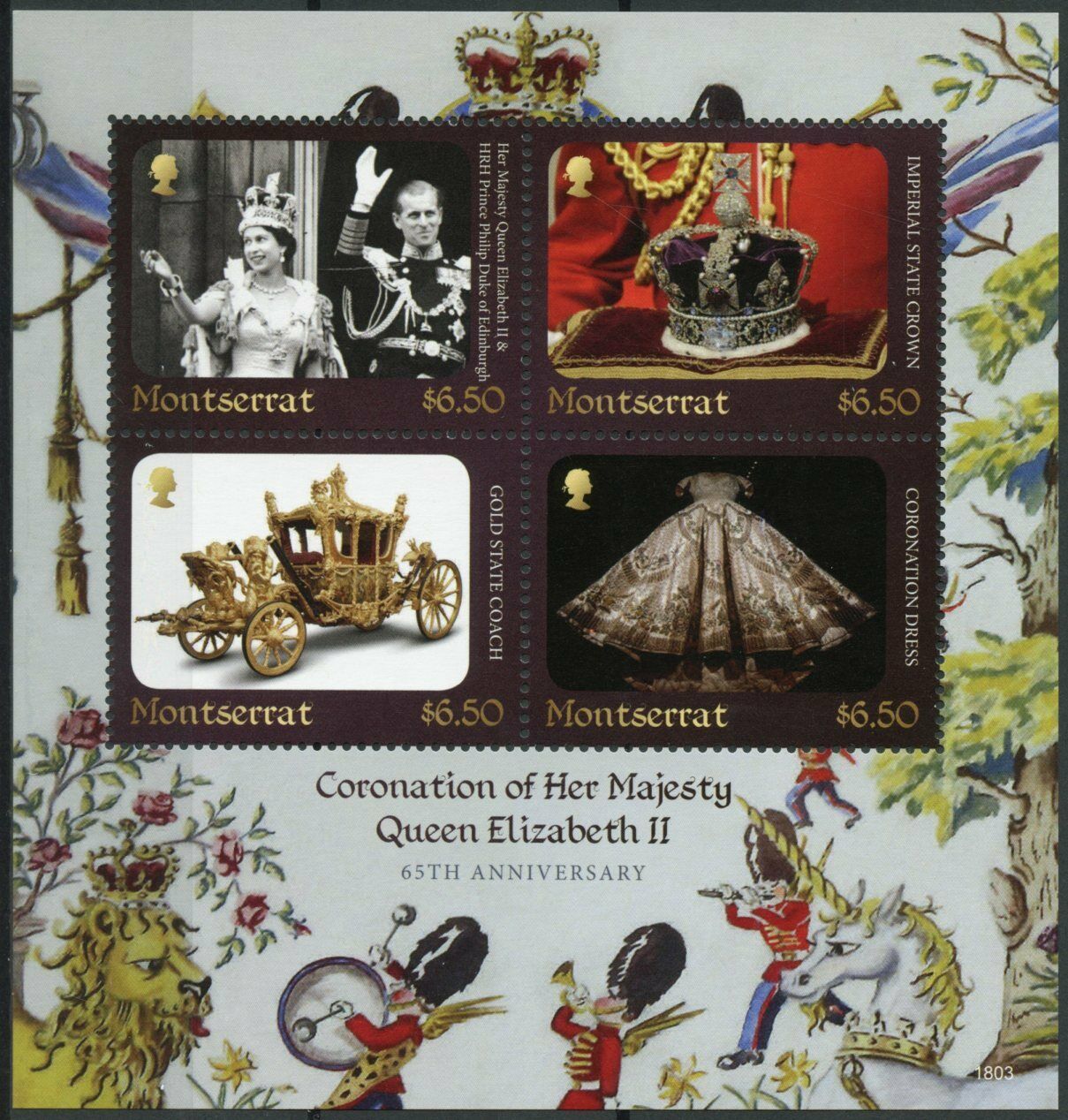 Montserrat 2018 MNH Royalty Stamps Queen Elizabeth II Coronation 65th Ann 4v M/S