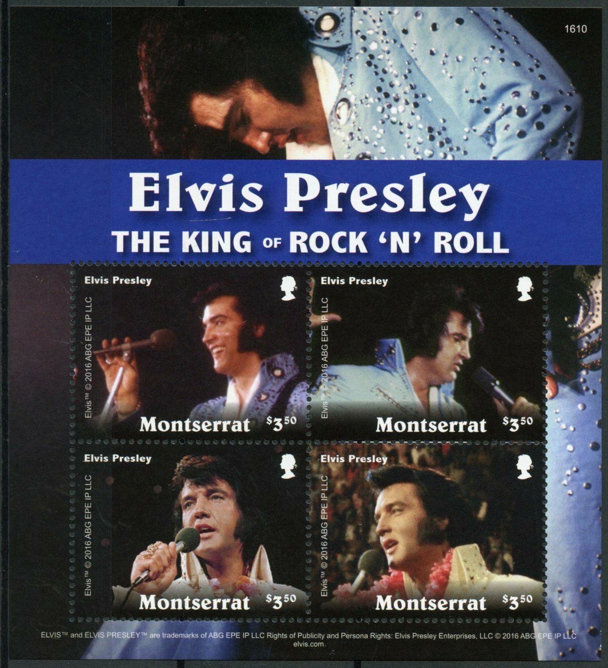 Montserrat 2016 MNH Music Stamps Elvis Presley King Rock 'n Roll People 4v M/S