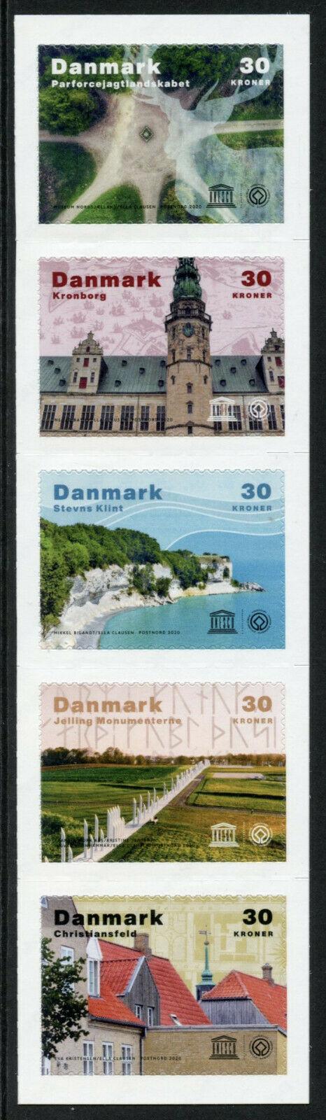Denmark UNESCO Stamps 2020 MNH World Heritage Landscapes Architecture 5v S/A