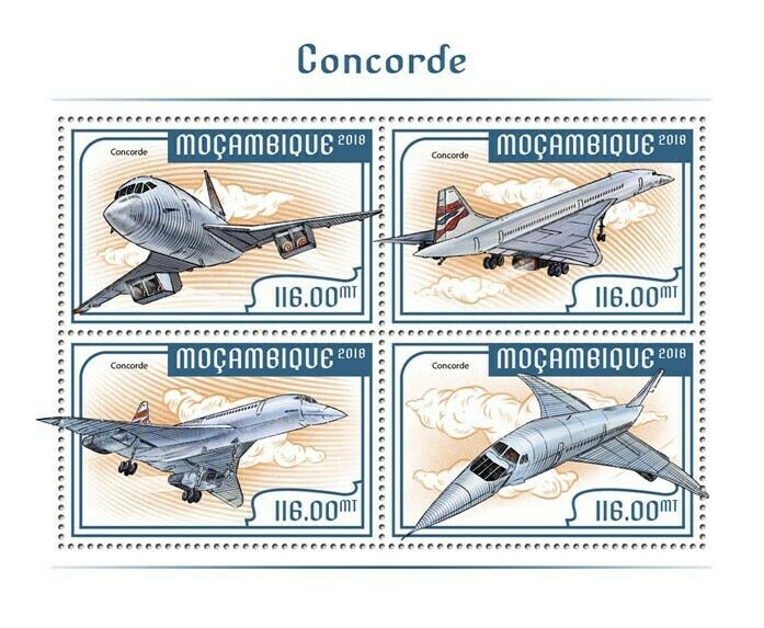 Mozambique Concorde Stamps 2018 MNH Aviation Aircraft 4v M/S