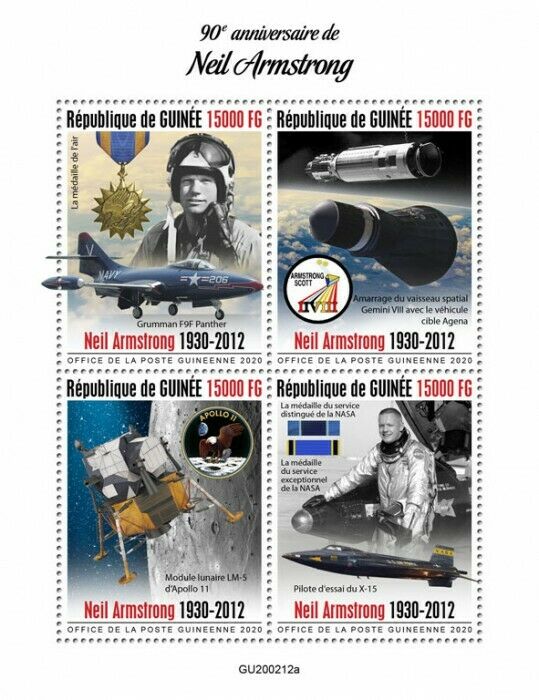 Guinea 2020 MNH Neil Armstrong Apollo 11 Moon Landing Medals 4v M/S