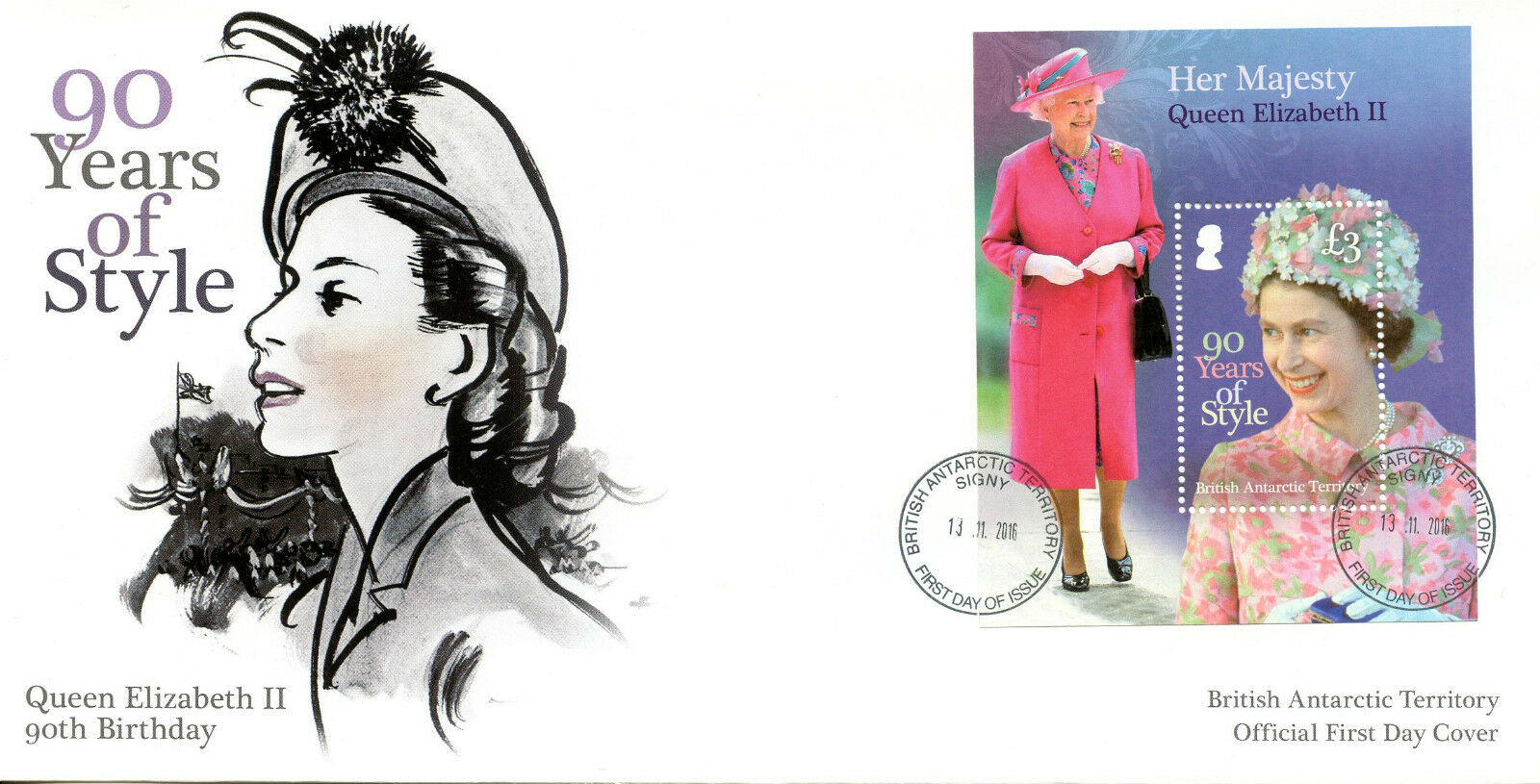 Brit Antarctic Ter BAT 2016 FDC Queen Elizabeth II 90th Bday 1v M/S Cover Stamps
