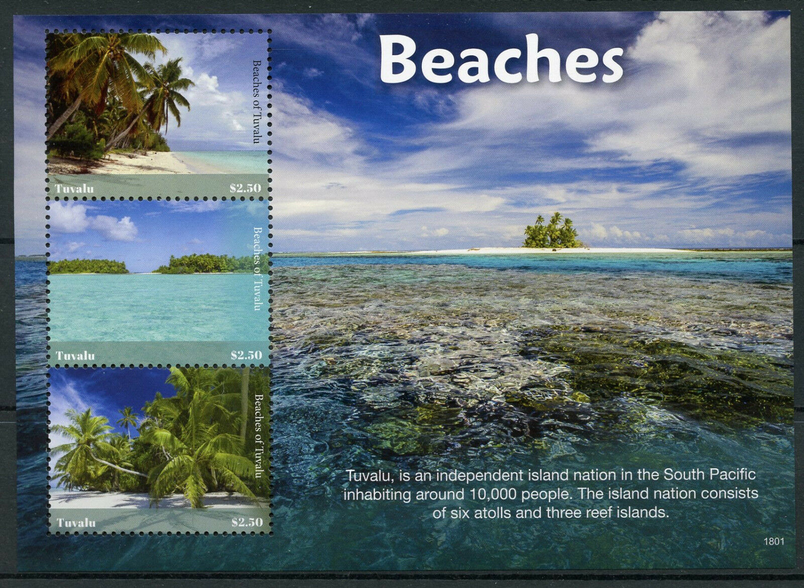 Tuvalu Landscapes Stamps 2018 MNH Beaches Trees Tourism Nature Marine 3v M/S I