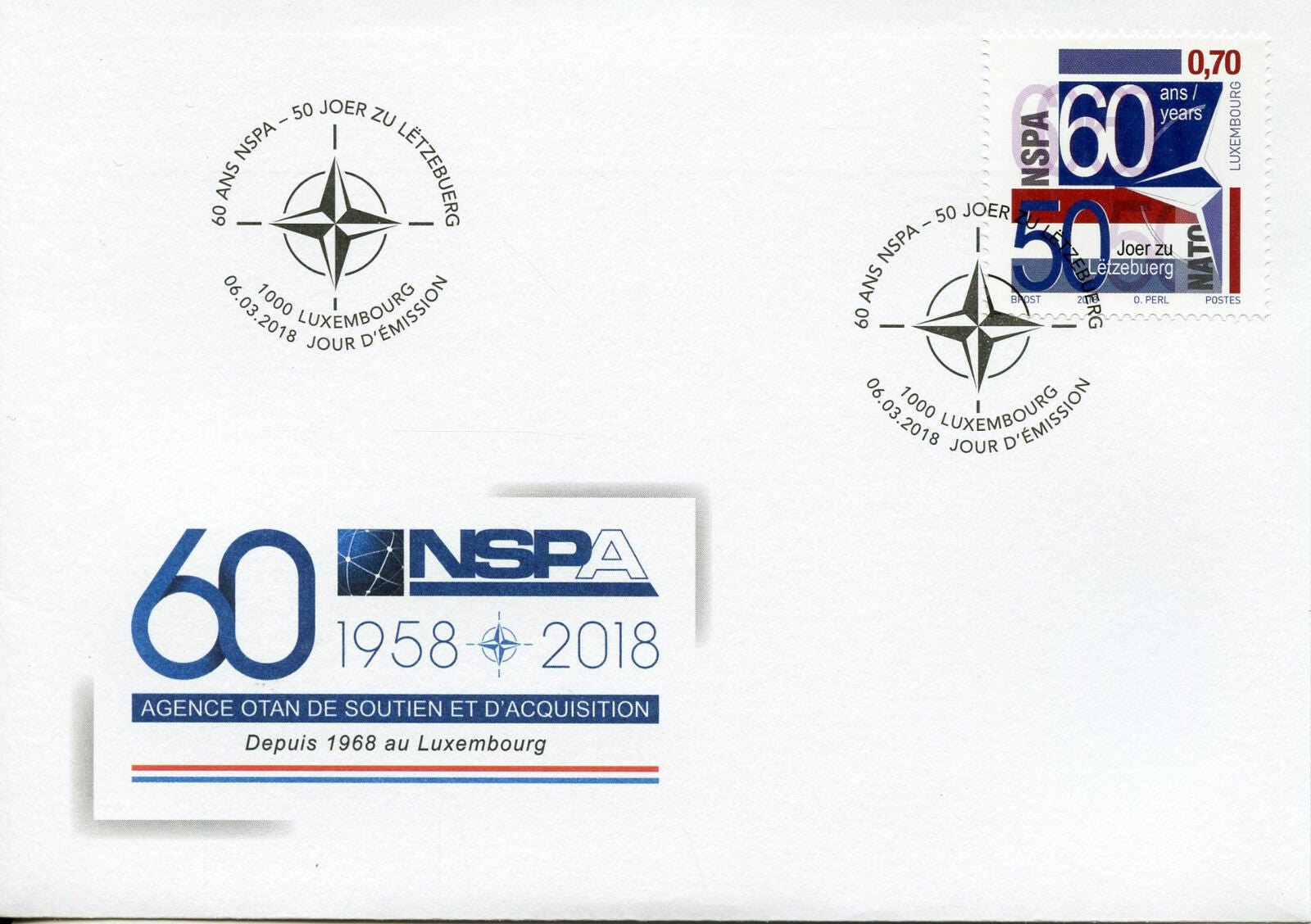 Luxembourg 2017 FDC NSPA NATO Support & Procurement Agency 1v Set Cover Stamps