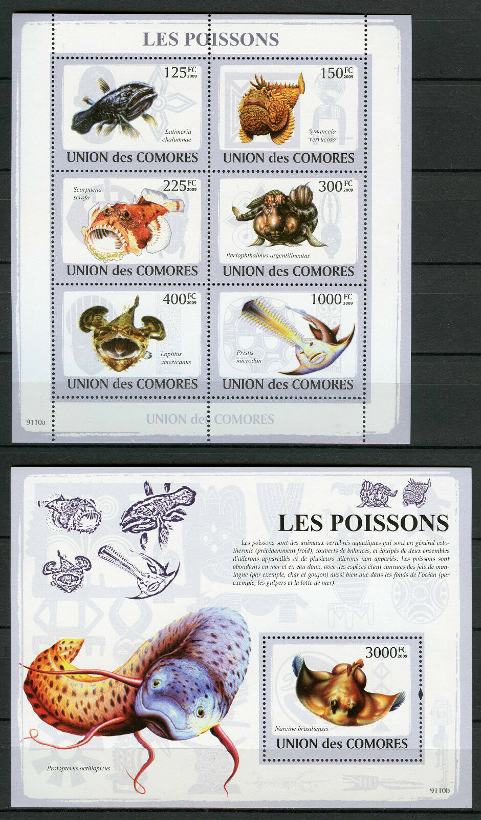 Comoros Comores 2009 MNH Fish 6v M/S 1v S/S Poissons Fishes Marine Stamps