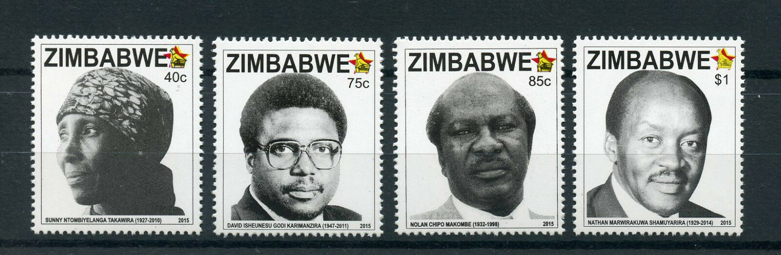 Zimbabwe 2015 MNH Heroes 4v Set Nolan Chipo Makombe Sunny Takawira Stamps