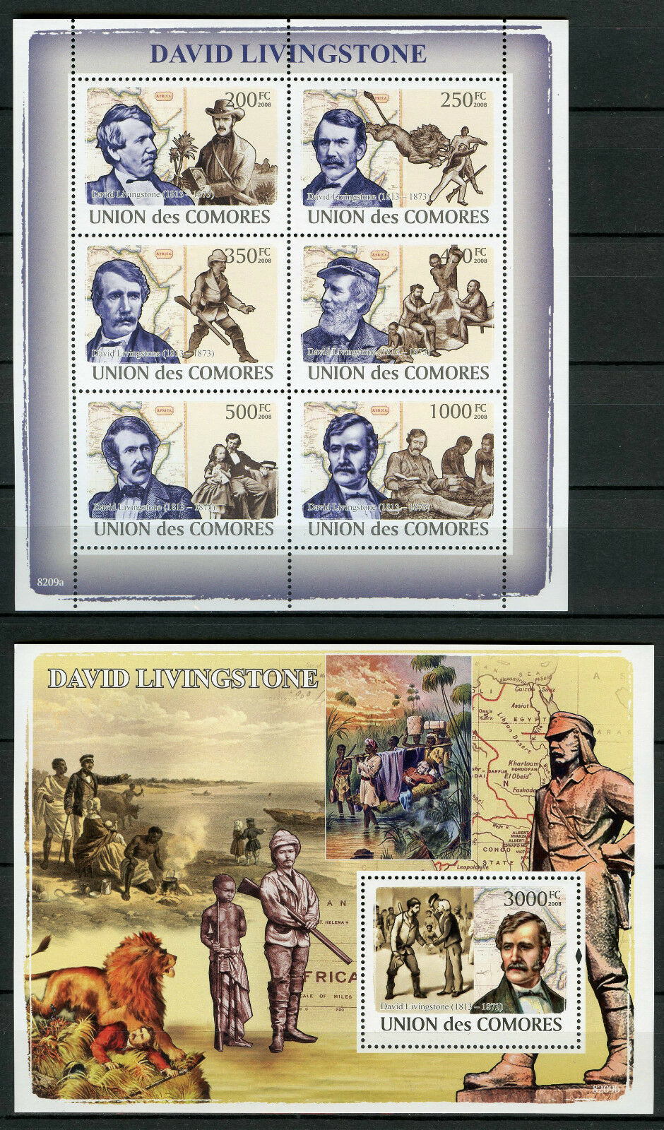 Comoros Comores 2008 MNH David Livingstone 6v M/S 1v S/S Exploration Stamps