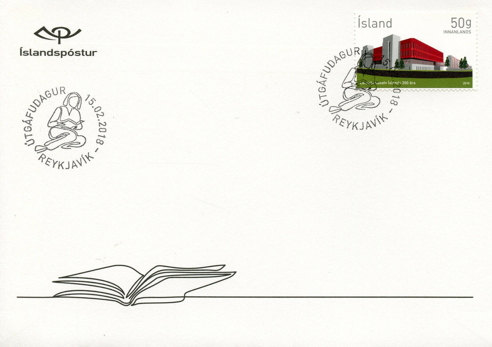 Iceland 2018 FDC National Libary 200th Ann 1v S/A Set Cover Architecture Stamps