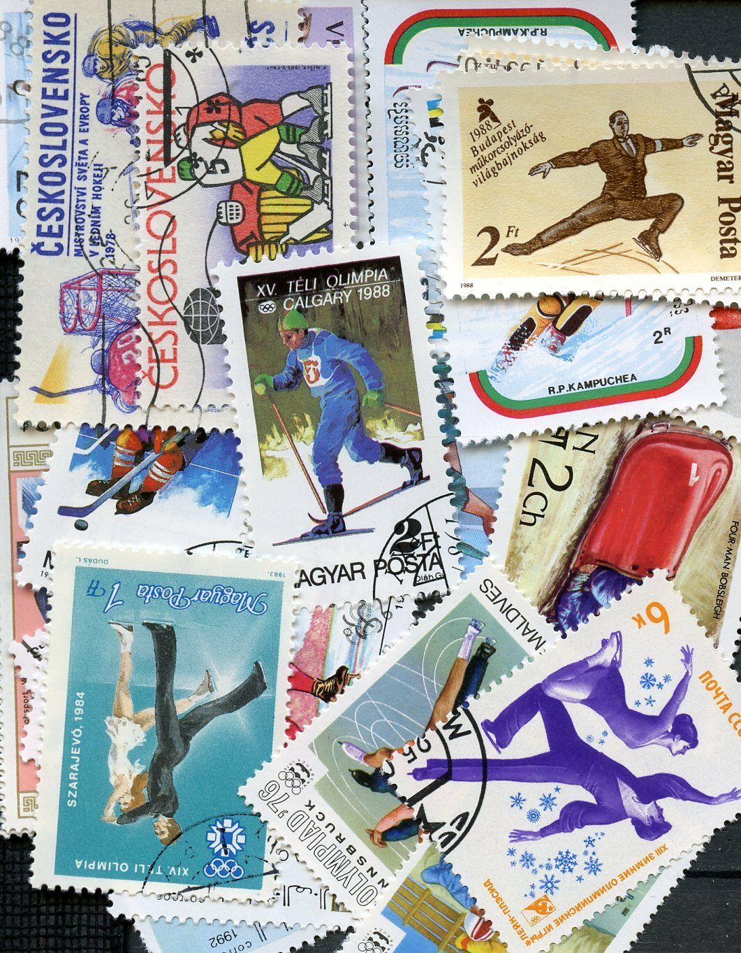 Winter Sport Sports Collection of 25 Different Stamps Timbres Briefmarken