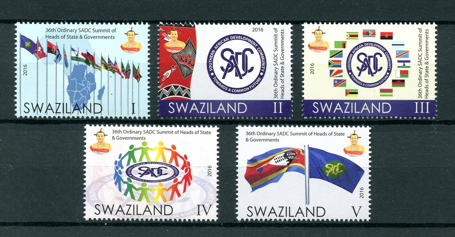 Swaziland 2016 MNH 36th SADC Summit 5v Set Flags Stamps