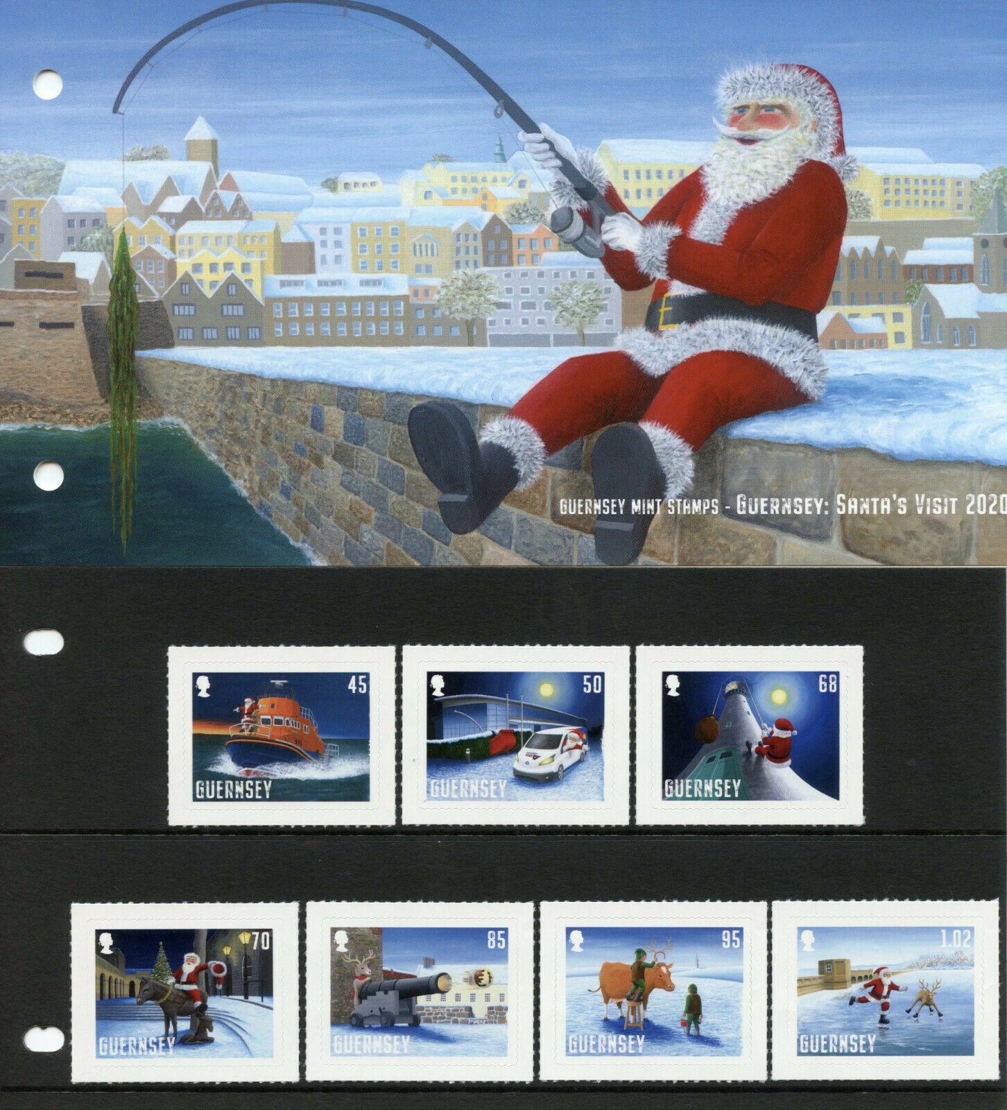 Guernsey Christmas Stamps 2020 MNH Santa's Visit Santa Claus 7v SA Set Pres Pack