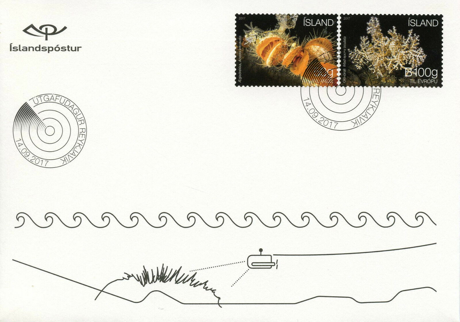 Iceland 2017 FDC Seabed Ecosystem II Clams Corals 2v S/A Set Cover Marine Stamps