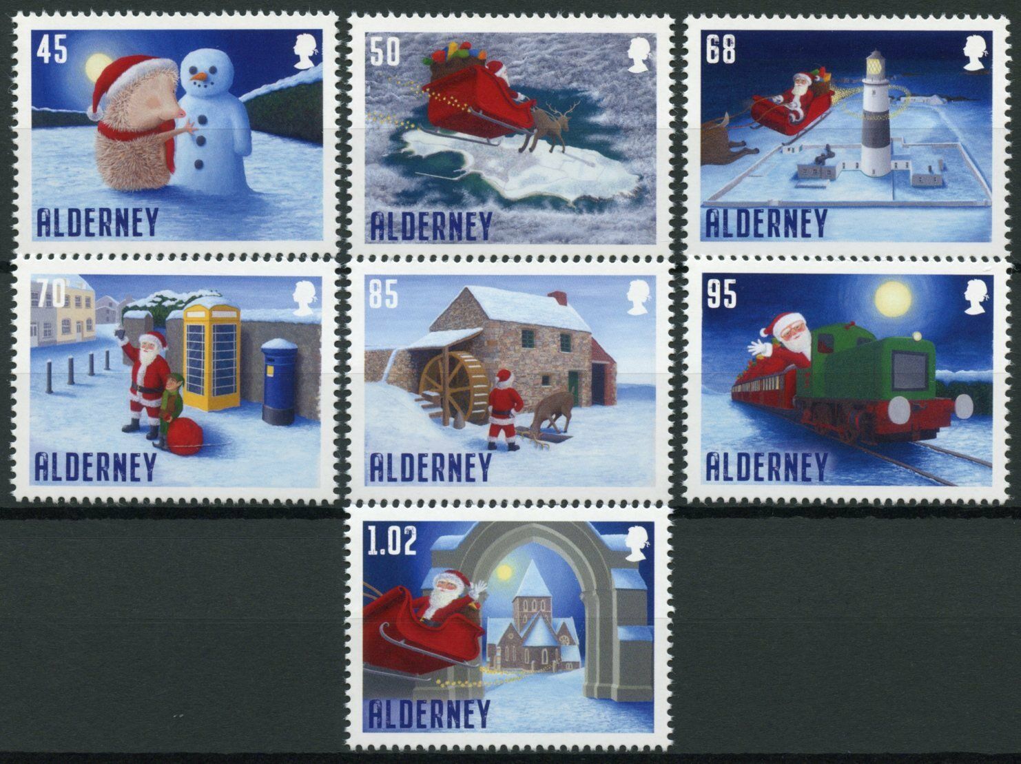 Alderney 2020 MNH Christmas Stamps Santa's Visit Santa Claus Snowman 7v Set
