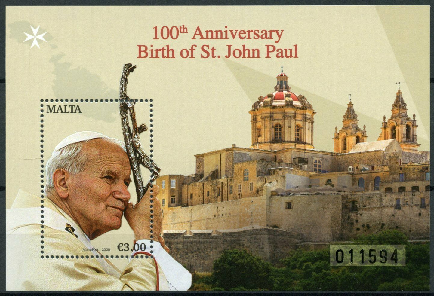 Malta Pope John Paul II Stamps 2020 MNH 100th Birth Anniv Famous People 1v M/S