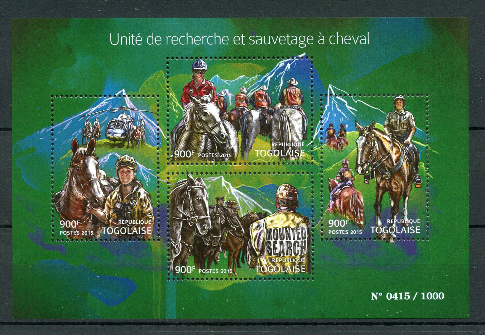 Togo 2015 MNH Search & Rescue Unit on Horseback 4v M/S Horses Mounted Search