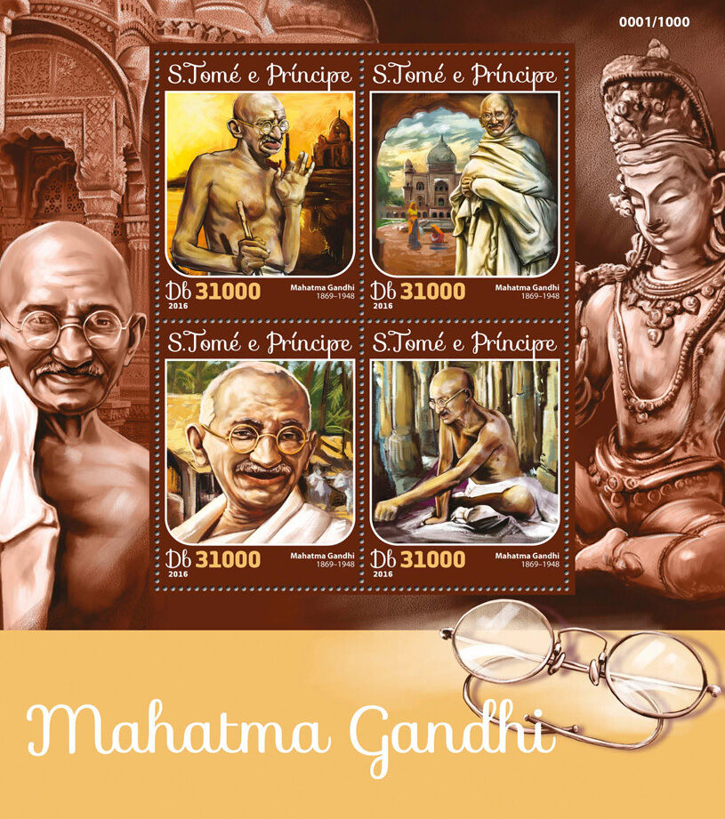 Sao Tome & Principe 2016 MNH Mahatma Gandhi 4v M/S World Leaders Stamps