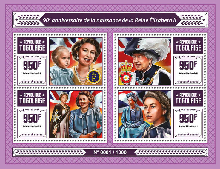 Togo 2016 MNH Royalty Stamps Queen Elizabeth II 90th Birthday 4v M/S