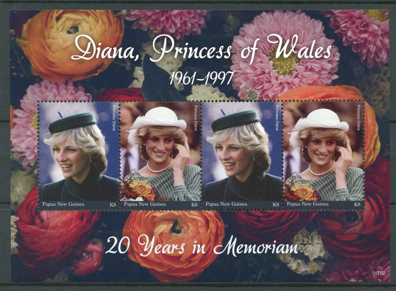 Papua New Guinea 2017 MNH Princess Diana 20th Memorial 4v M/S I Royalty Stamps