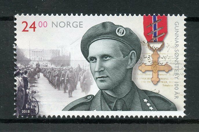 Norway 2018 MNH Gunnar Sonsteby WWII WW2 Resistance 1v Set Military Stamps