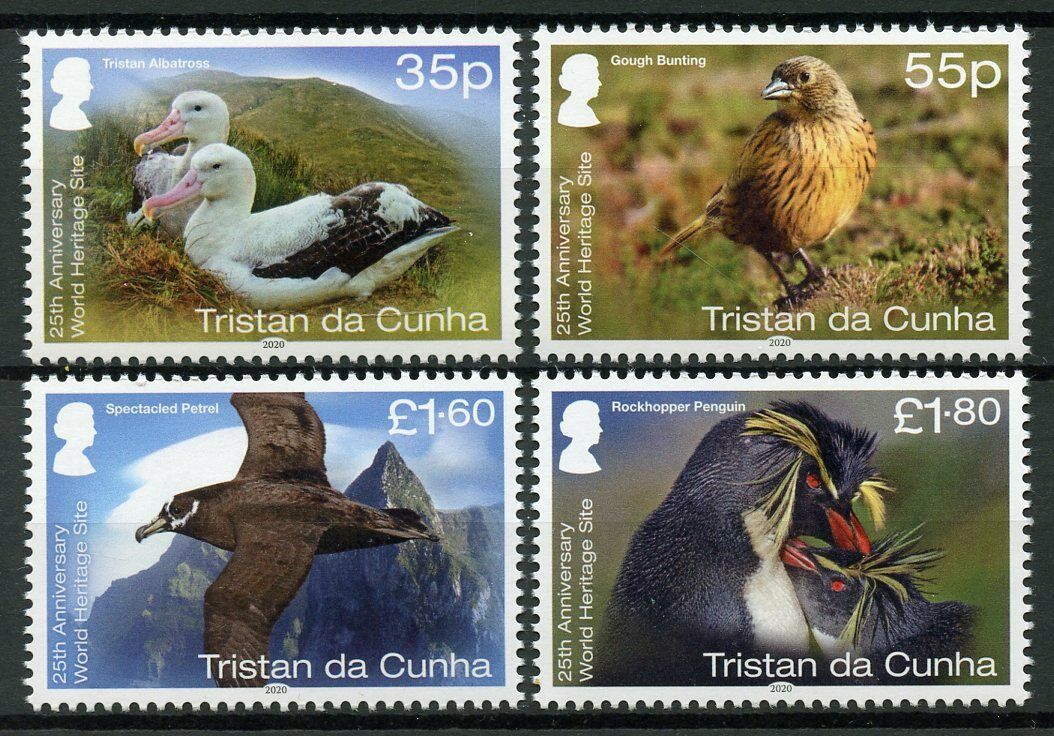 Tristan da Cunha 2020 MNH Birds on Stamps Gough UNESCO World Heritage 4v Set