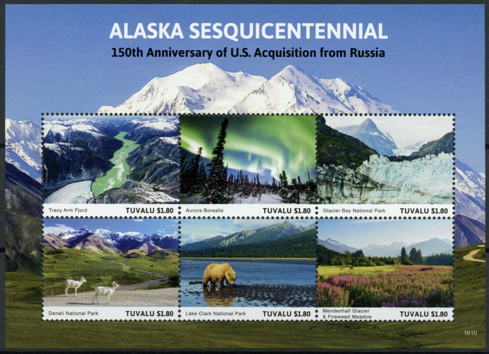Tuvalu 2016 MNH Landscapes Stamps Alaska Sesquicentennial US Acquisition Mountains 6v M/S