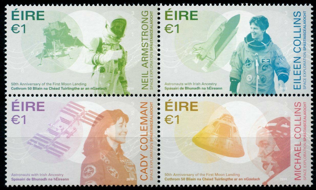 Ireland Space Exploration Stamps 2019 MNH Apollo 11 Moon Landing 4v Block