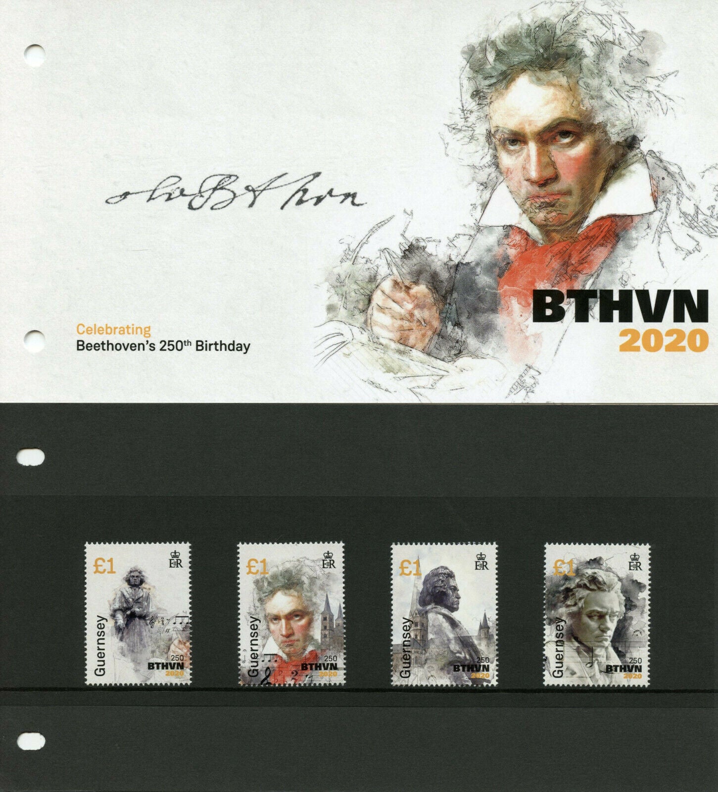 Guernsey Music Stamps 2020 MNH Beethoven Composers BTHVN2020 4v Set Pres Pack