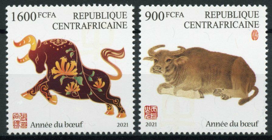 Central African Rep 2021 MNH Year of Ox Stamps Chinese Lunar New Year 2v Set