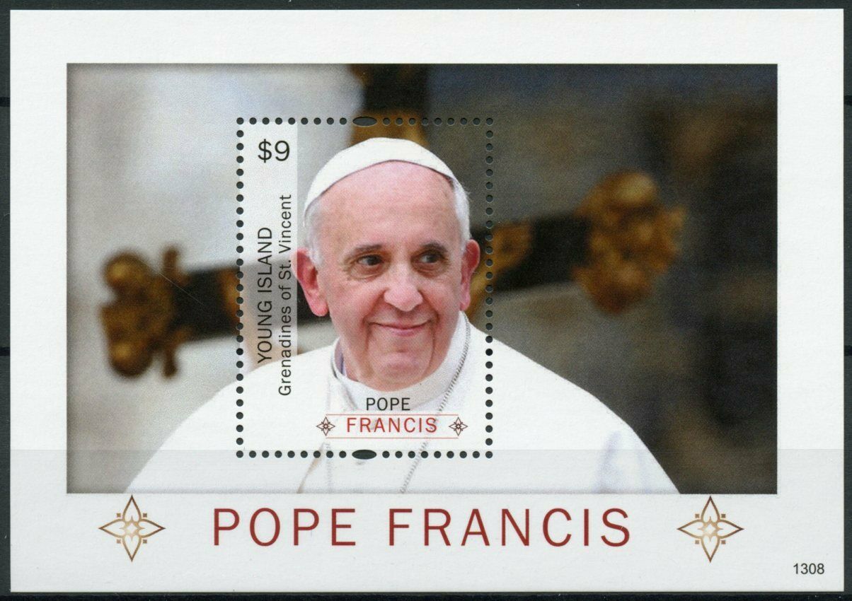 Young Island Gren St Vincent Famous People Stamps 2013 MNH Pope Francis 1v S/S