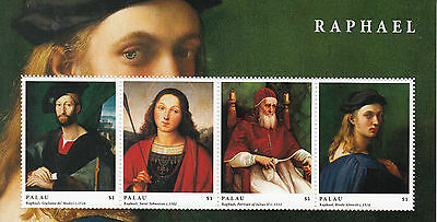 Palau Art Stamps 2012 MNH Raphael Saint Sebastian Portrait Julius Altoviti 4v MS