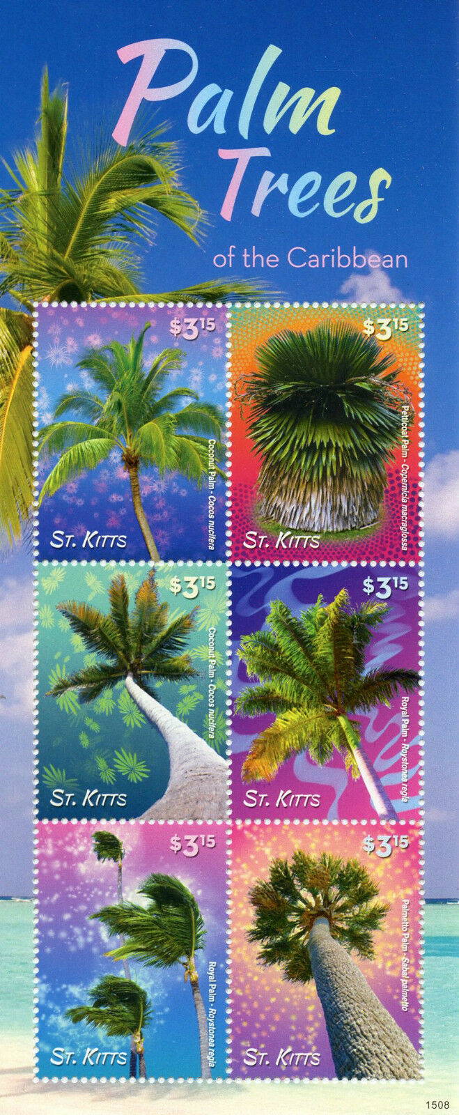 St Kitts 2015 MNH Nature Stamps Palm Trees of Caribbean Coconut Palmetto 6v M/S