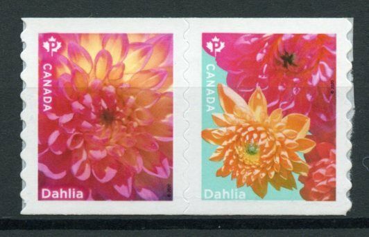 Canada Flowers Stamps 2020 MNH Dahlias Dahlia Flora Nature 2v S/A Coil Set