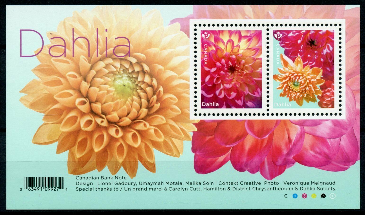 Canada Flowers Stamps 2020 MNH Dahlias Dahlia Flora Nature 2v M/S
