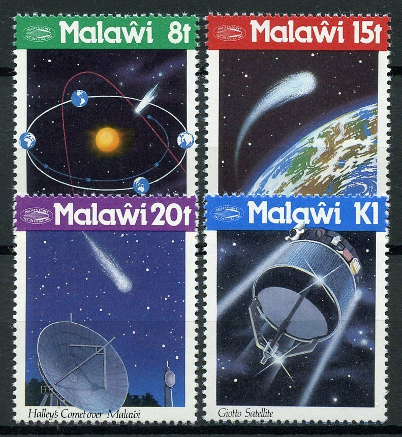 Malawi 1986 MNH Halleys Comet Giotto Satellite 4v Set Astronomy Space Stamps