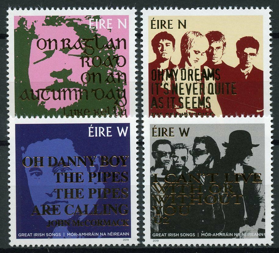 Ireland 2019 MNH Great Irish Songs U2 Cranberries Danny Boy 4v Set Music Stamps