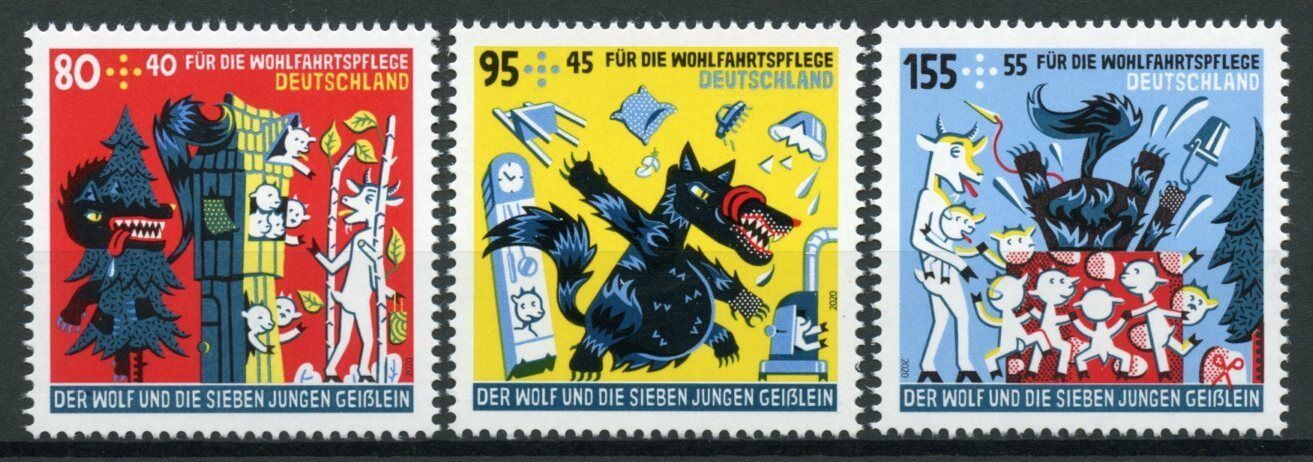 Germany Grimm Fairy Tales Stamps 2020 MNH Wolf & Seven Young Goats 3v Set