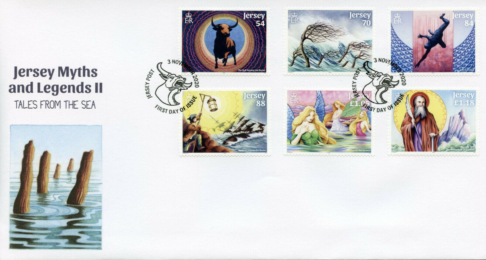 Jersey Mythology Stamps 2020 FDC Myths & Legends Part II Tales from Sea 6v Set