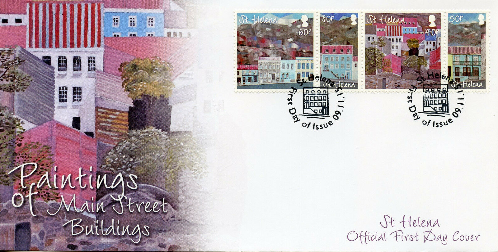 St Helena 2015 FDC Paintings of Main Street Jamestown 4v Cover Art Stamps